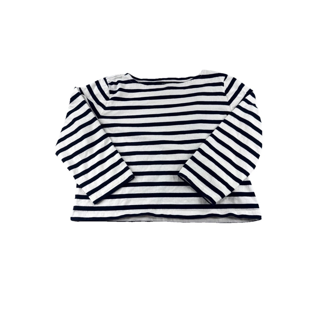 J.Crew Mariner Boatneck Striped Top Women's Medium‎ Ivory Navy Long Sleeve Shirt